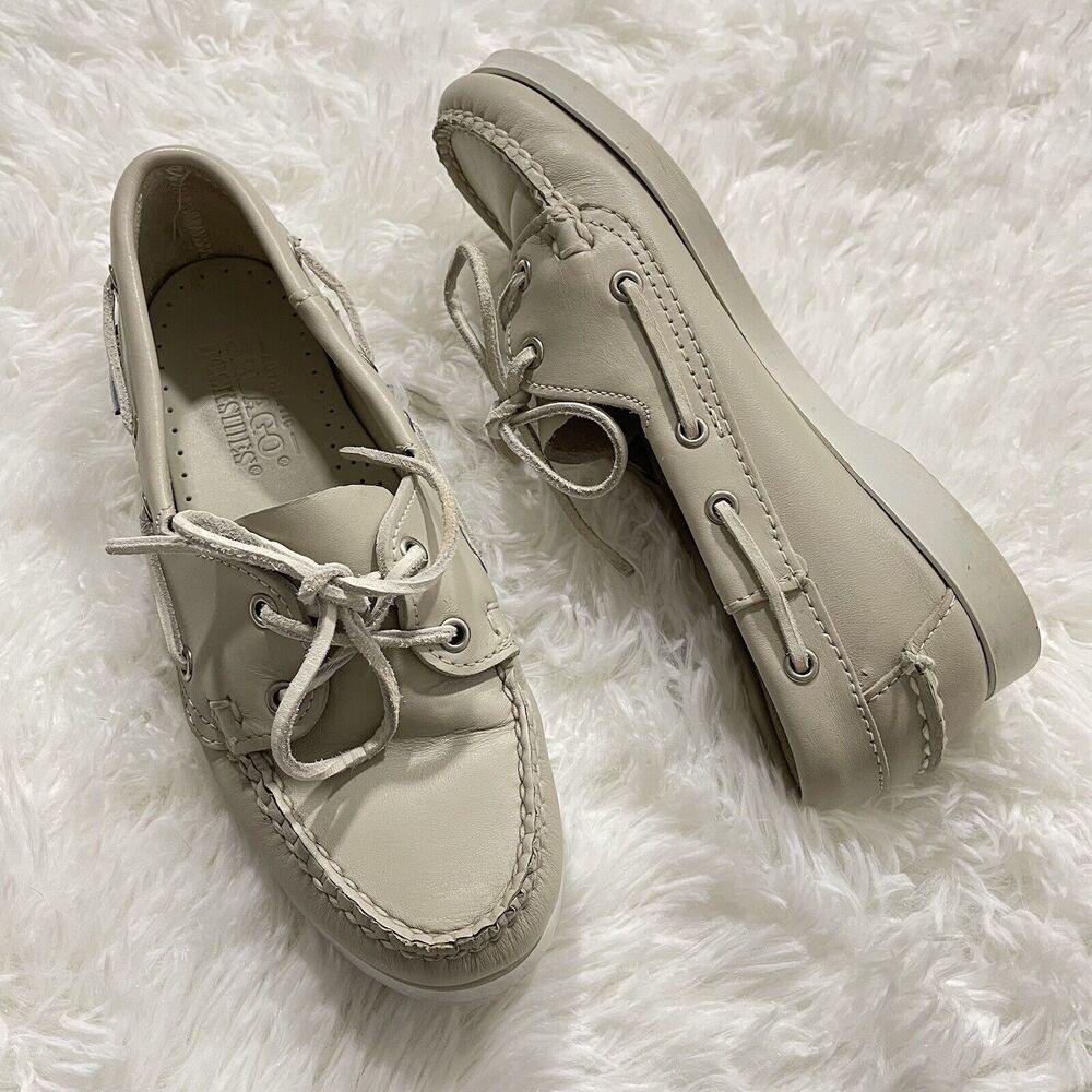 Sebago Docksides Boat Shoes Loafers Women's US 5.5 Cream Leather Boat Shoes